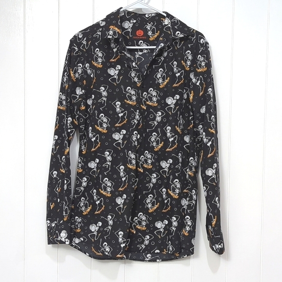 Like New Simon Banks Skeleton Skateboard Button Down Shirt Halloween 🎃 - Picture 1 of 6